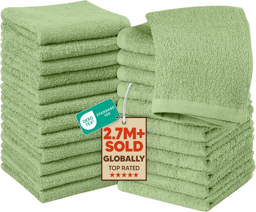 Utopia Towels 24er Seiftuecher 30x30 cm 100% Baumwolle Weiss mit Schlaufe