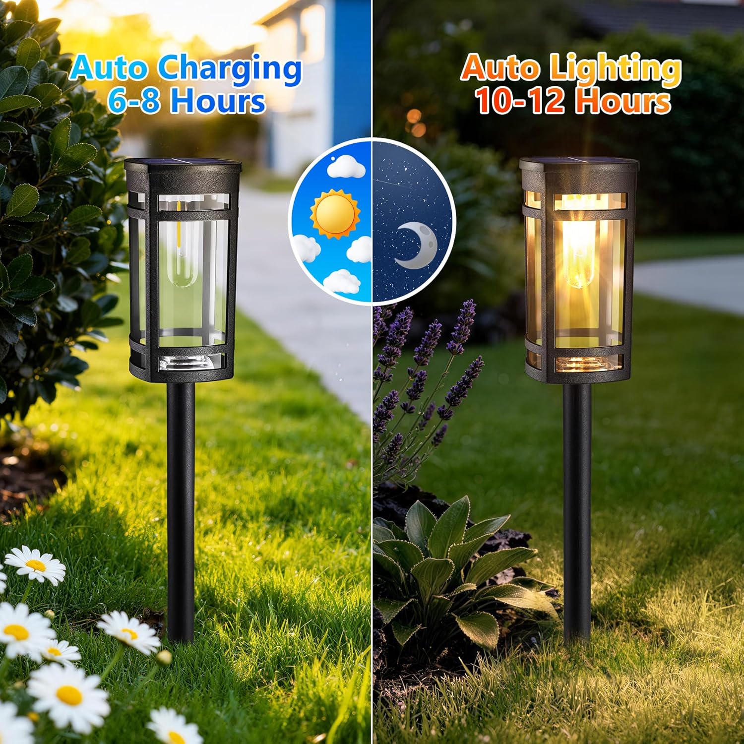 Flacchi Solarlampen Aussen 6er Set Warmweiss Quadrat Wegeleuchte wasserdicht