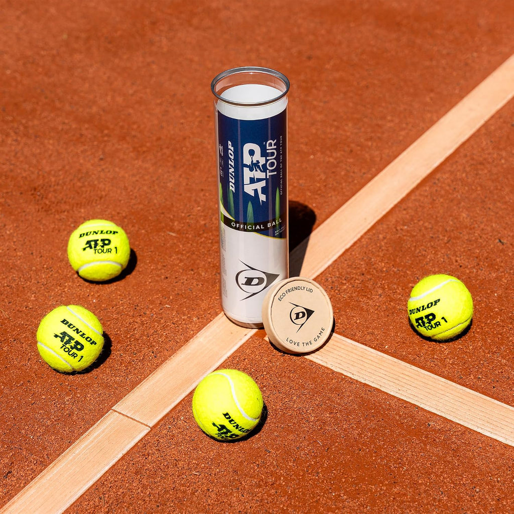 Dunlop ATP Tour Tennisbaelle 4er Dose fuer Sandplatz Hartplatz Rasen