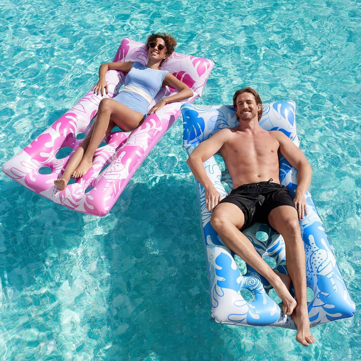 Sloosh XL aufblasbares Sonnenliegebett mit Kopfstuetze fuer Erwachsene, 2er Set