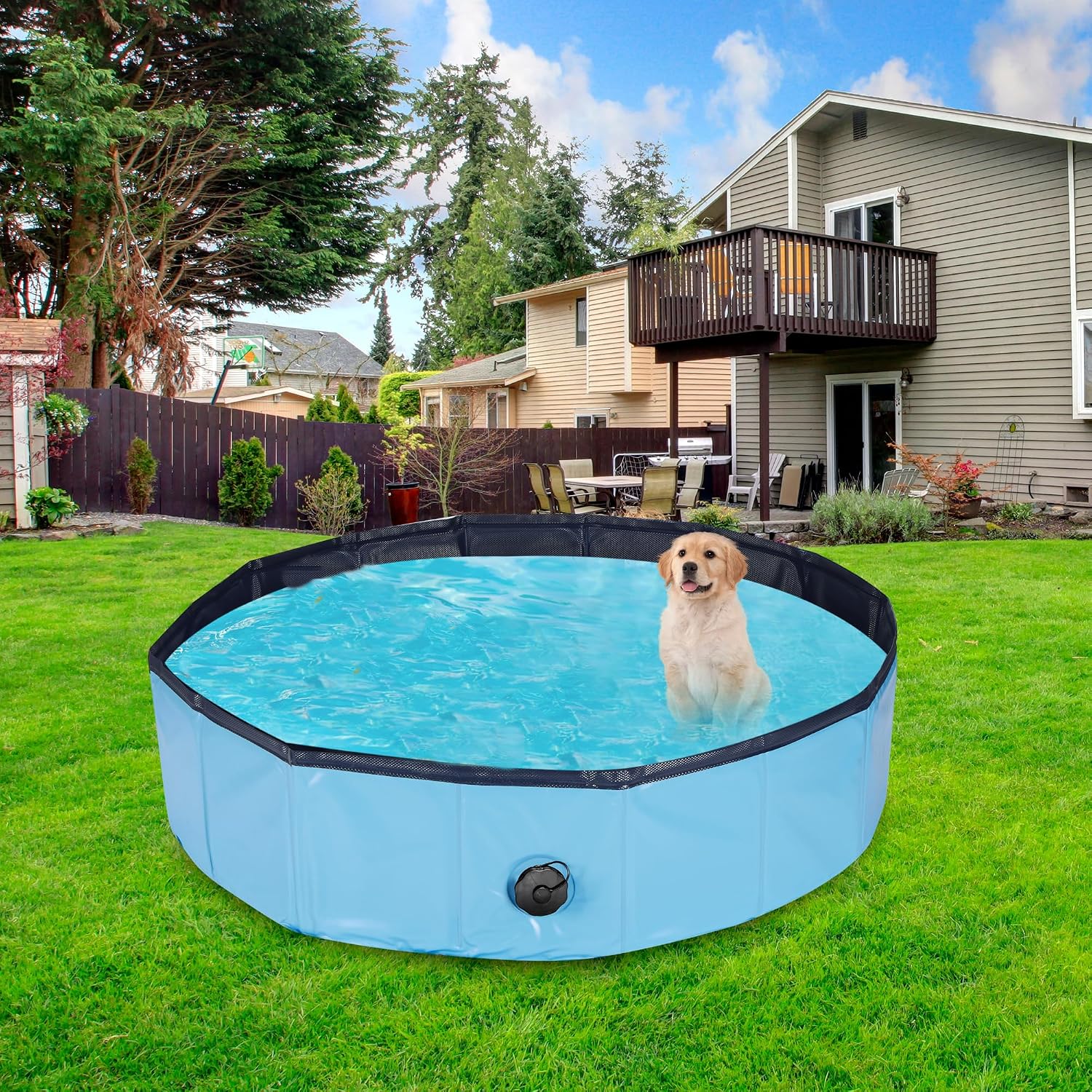 Faltbarer Hundepool 80x20 cm PVC rutschfest verschleissfest fuer Hunde Katzen