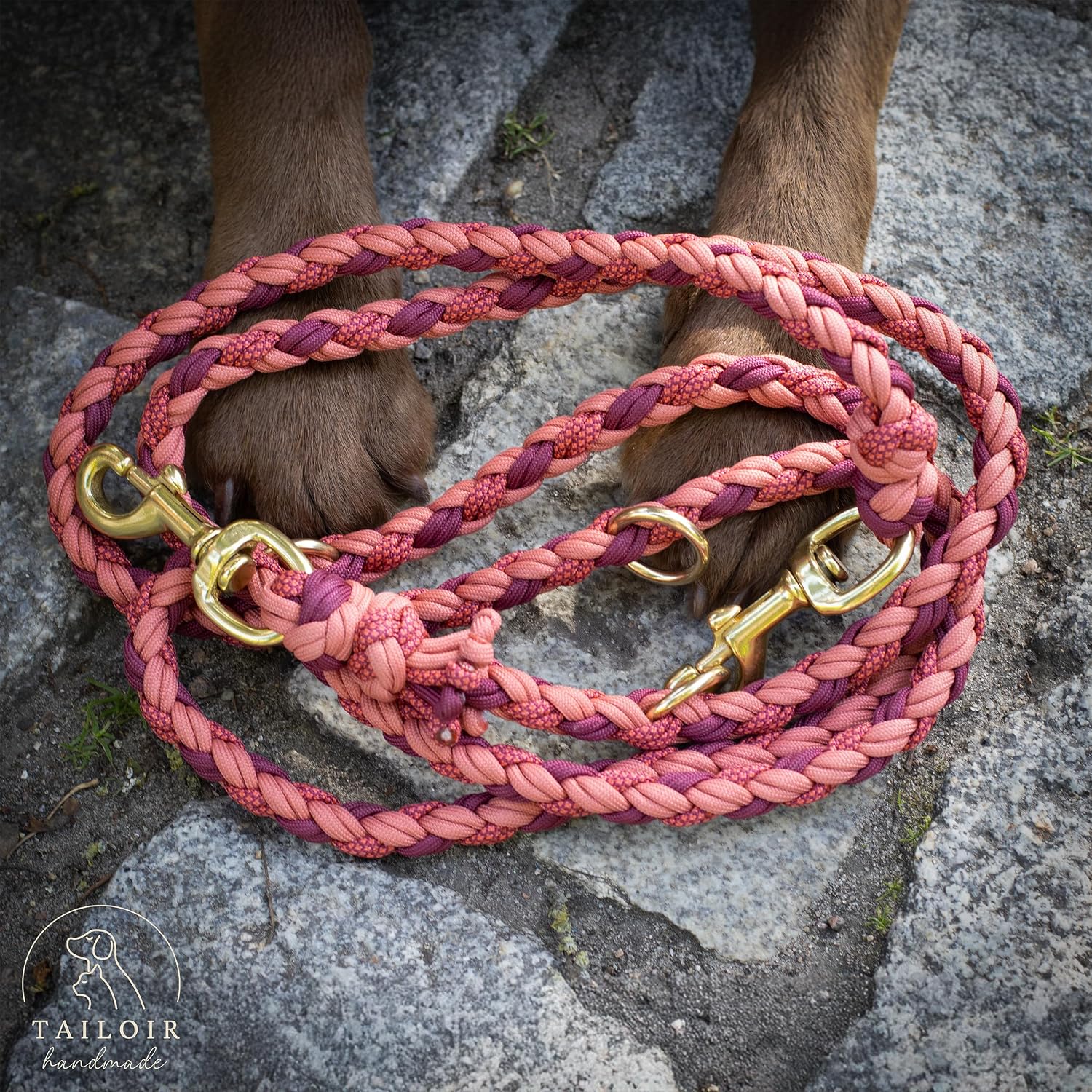 Geflochtene Hundeleine 2 m verstellbar Paracord Fuehrleine Trainingsleine