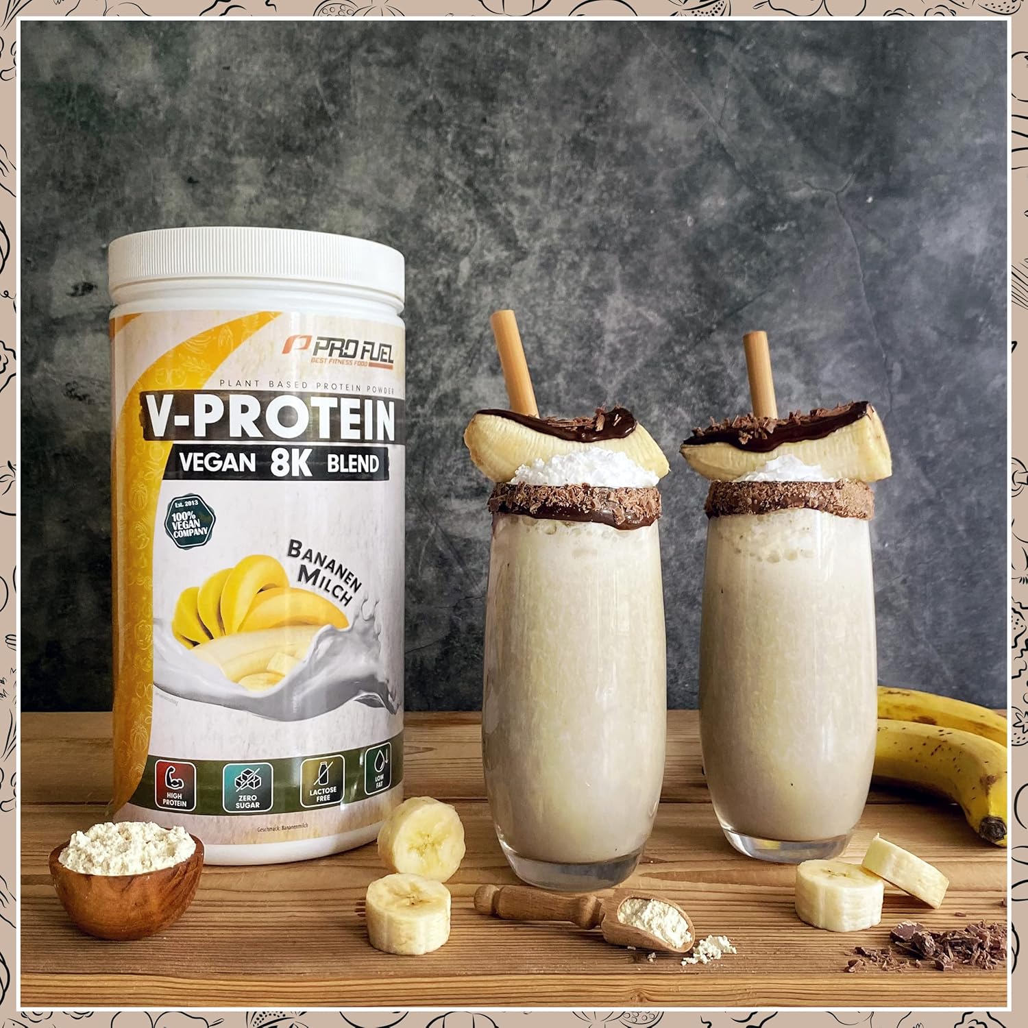 V-Protein 8K Blend Vegan Protein Zimt Flakes 79% Eiweiss, verschiedene Sorten