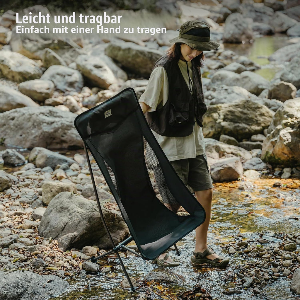 Naturehike Campingstuhl Ultraleicht klappbar bis, Schwarz
