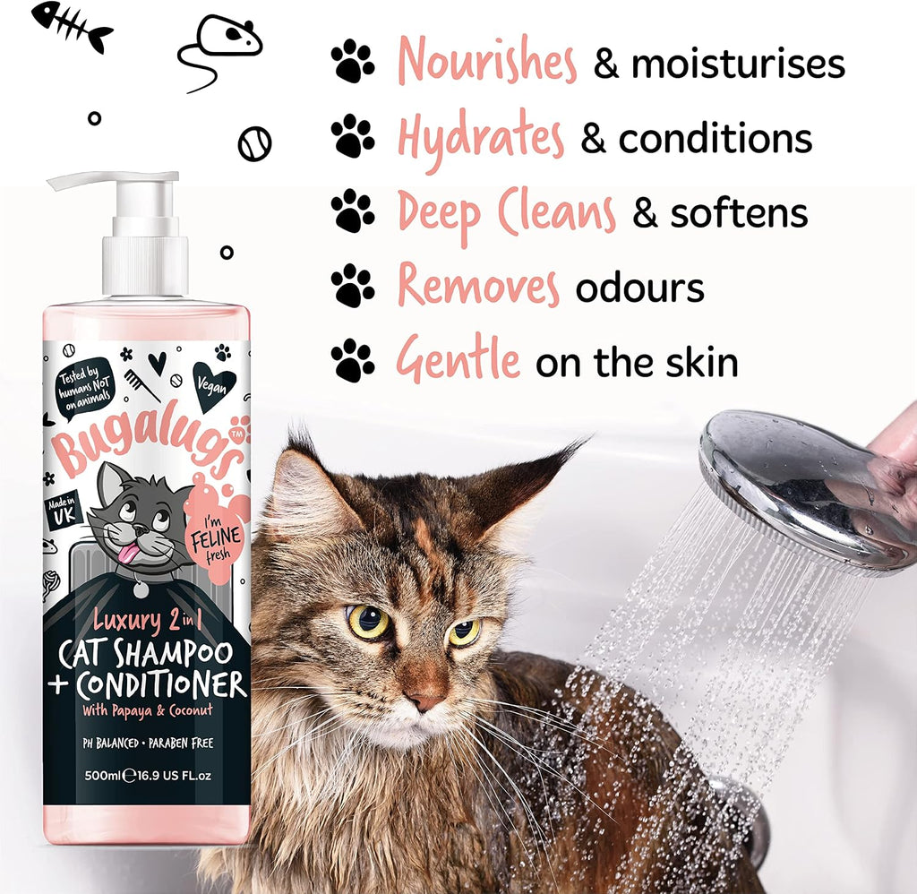 Bugalugs Katzenshampoo mit Conditioner 2in1 500 ml Pumpspender