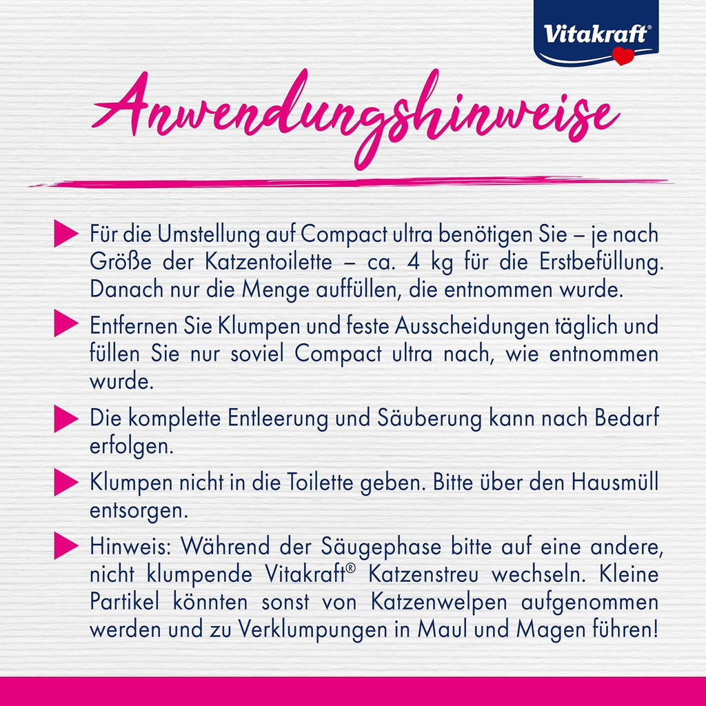 Katzenstreu klumpend Vitakraft Compact Ultra Classic 4kg verschiedene Sorten