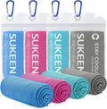 Sukeen Kuehlende Handtuecher 4er Set 100x30 cm Mikrofaser Sporthandtuch