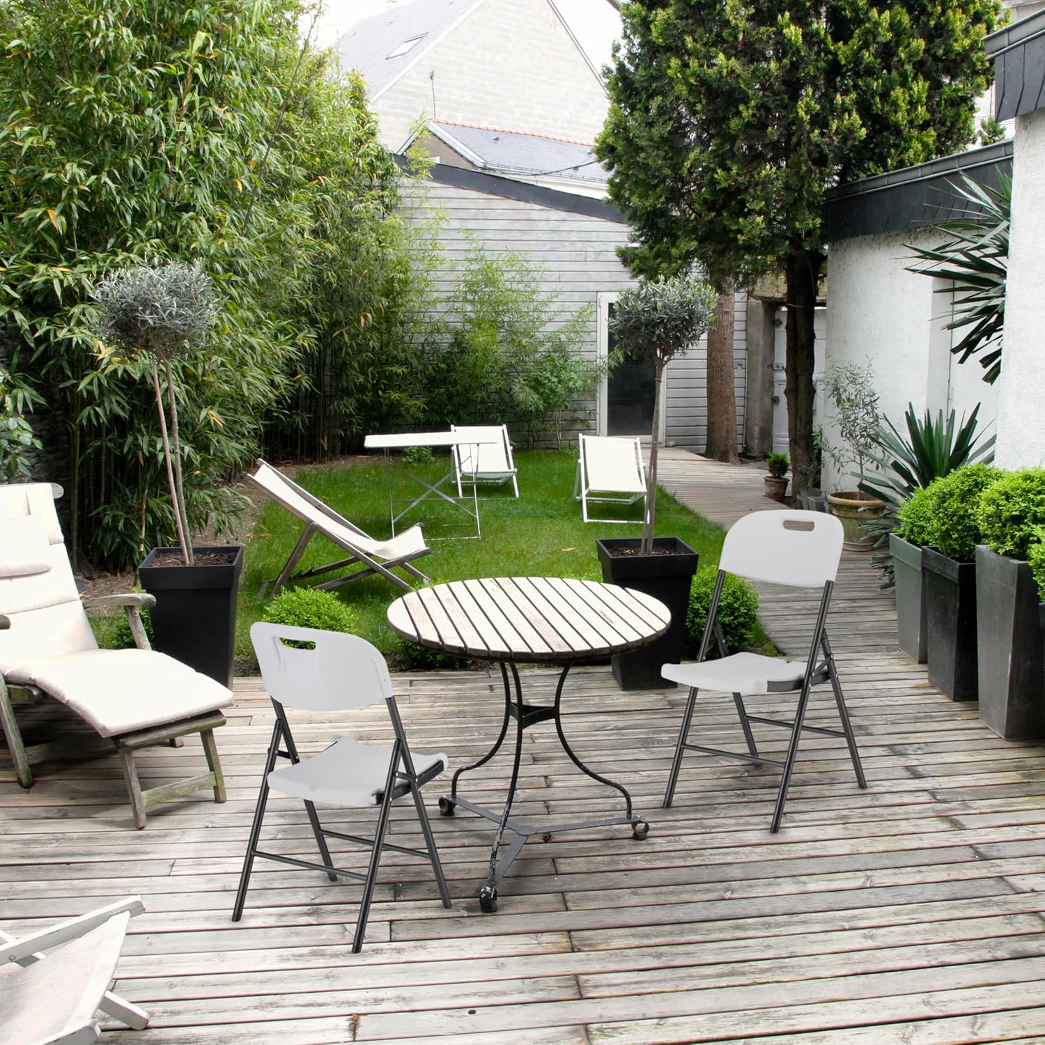 Relaxdays Klappstuhl 2er Set Gartenstuhl Balkonstuhl klappbar wetterfest schwarz