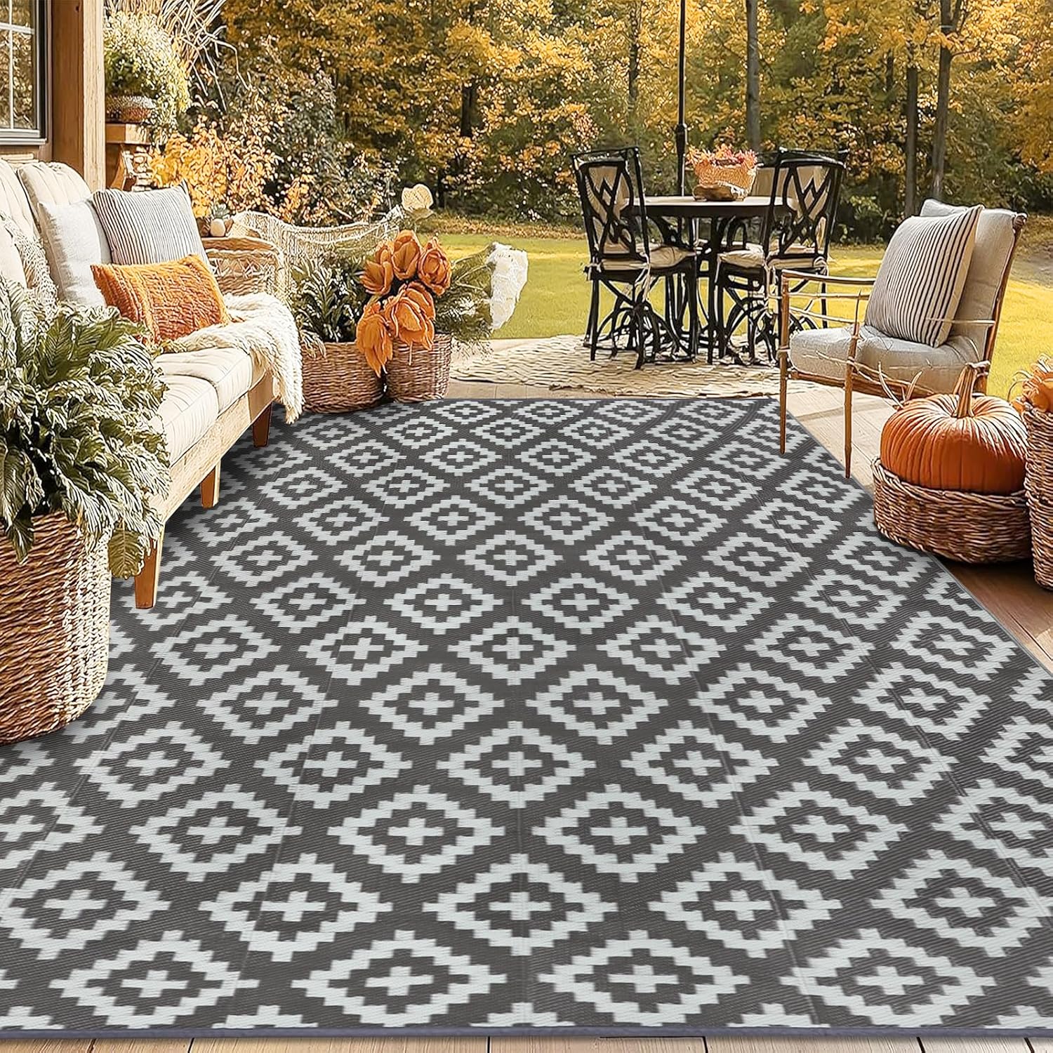 Homcomodar Outdoor Teppich 180x270 cm wetterfest reversibel UV-bestaendig