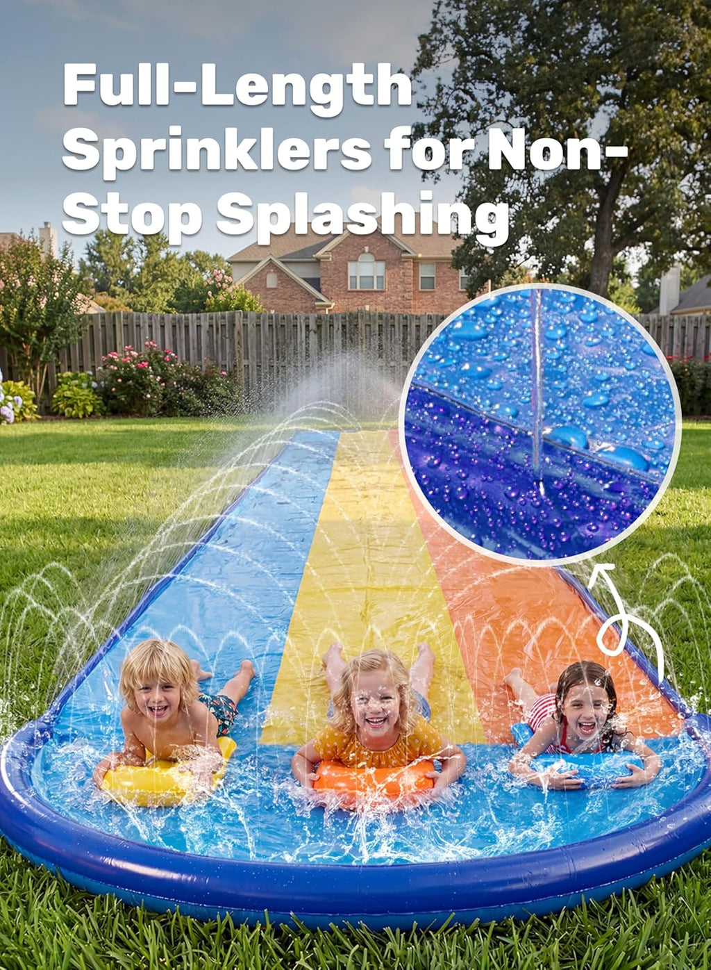 Sloosh 548,6cm Dreispur Wasserrutsche mit 3 Bodyboards, Sprinkler