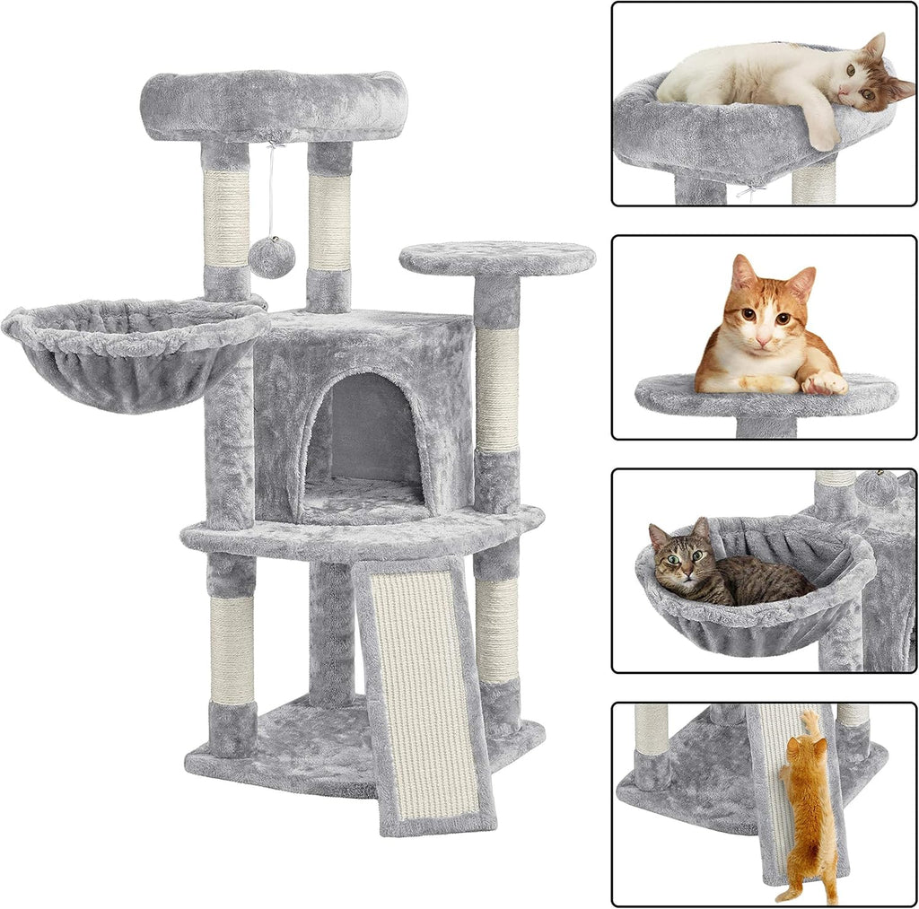 Katzen Kratzbaum 107 cm mit Höhle Sisal Plüsch stabil Katzenmöbel
