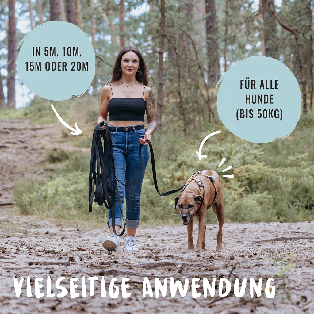 Rudelkoenig Hundeschleppleine 5m-20m mit Griffpolsterung wetterfest