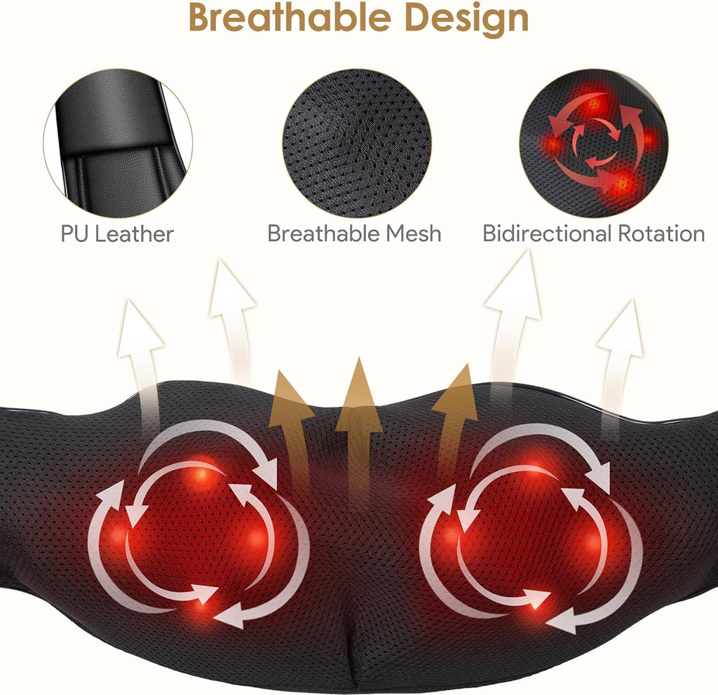 Brelley Shiatsu Nackenmassagegeraet 3D mit Waerme fuer Nacken Ruecken Beine