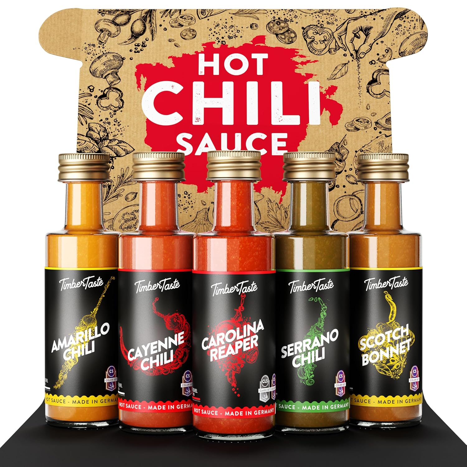 TIMBER TASTE Chili Sauce Geschenkset 5× scharfe Sossen