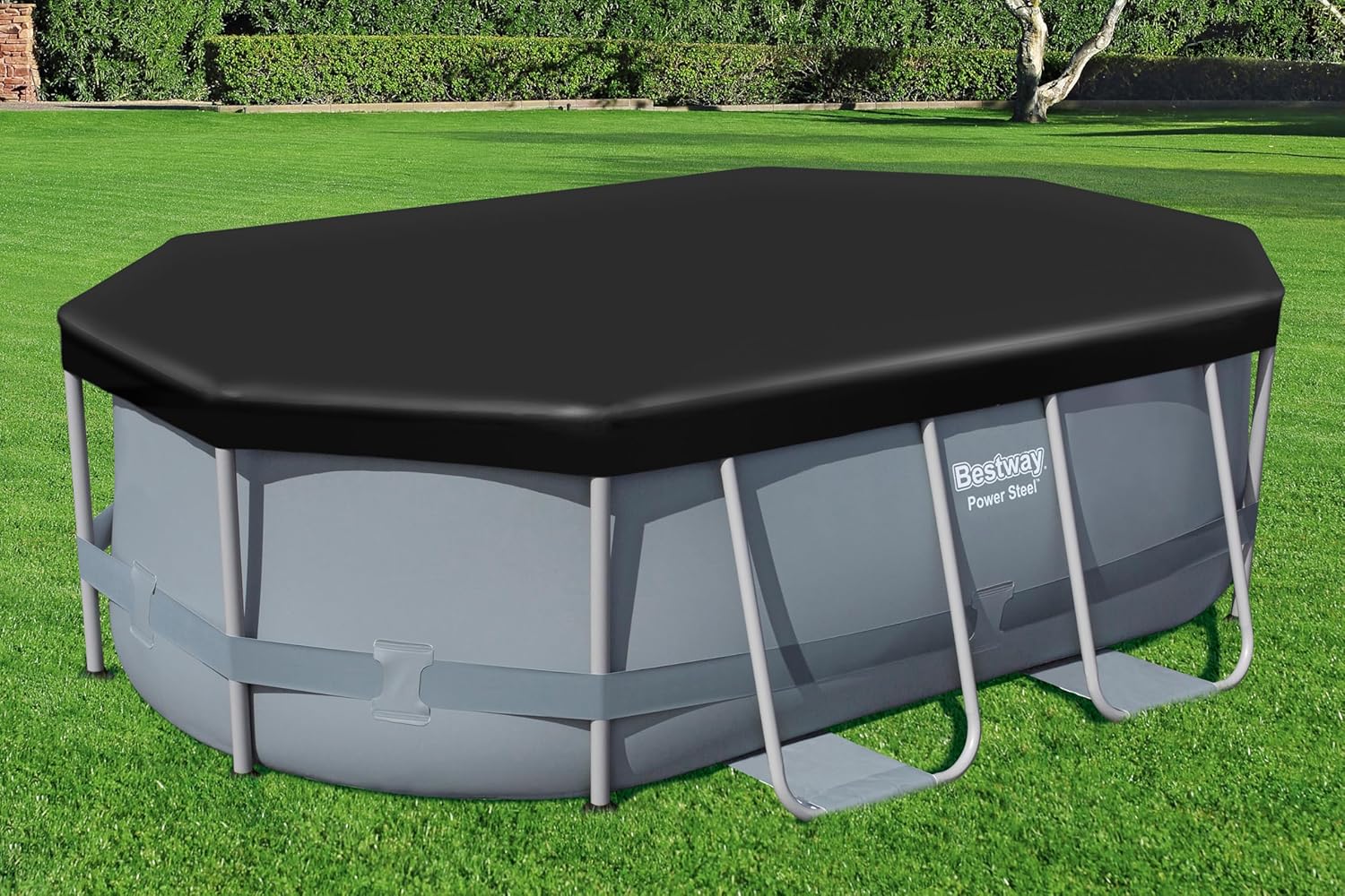 Bestway PVC Abdeckplane oval 305 x 184 cm schwarz