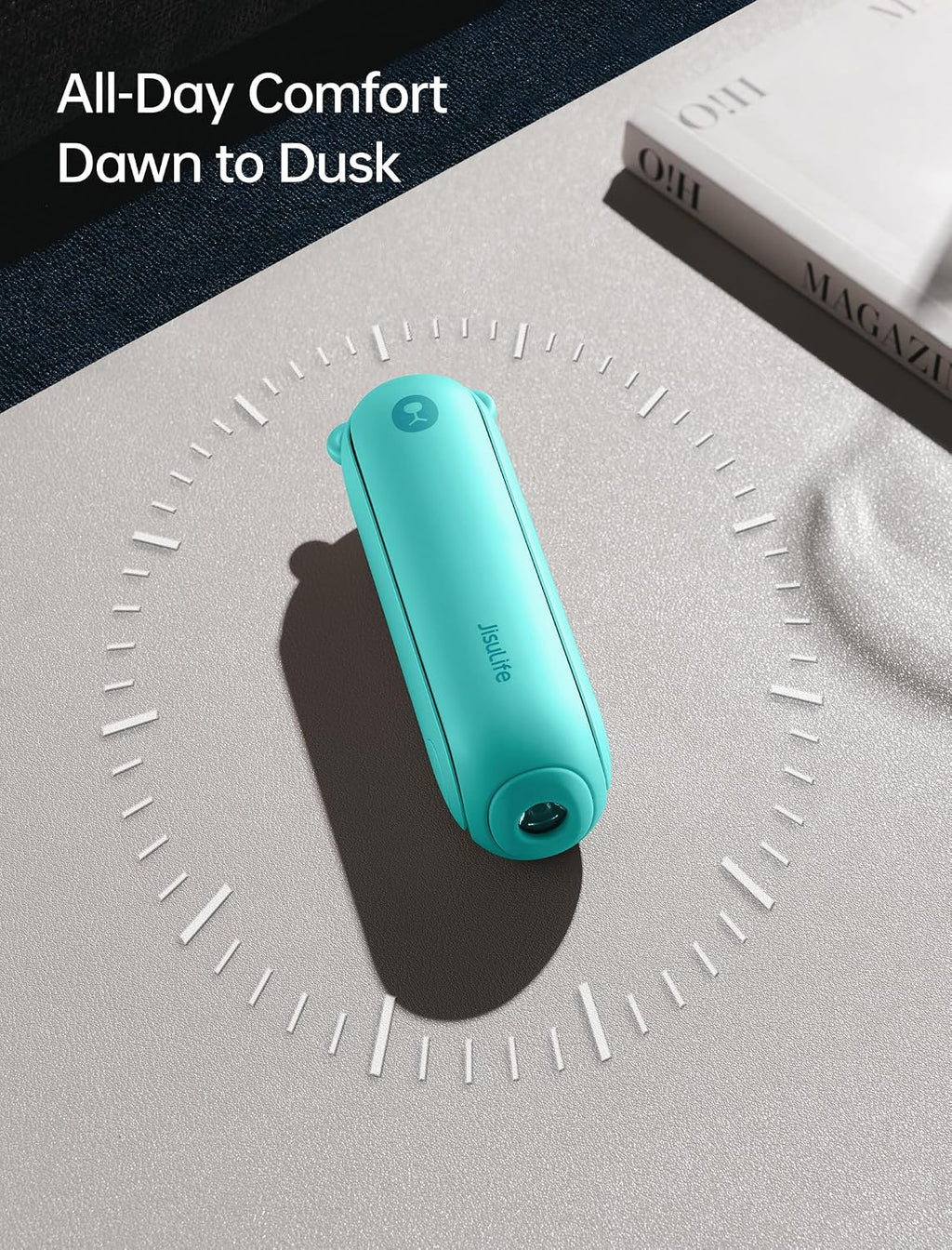 JISULIFE Mini Handventilator braun mit Powerbank LED-Anzeige Taschenlampe 24h