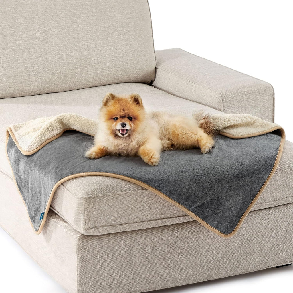 LE SURE Hundedecke 100x80 cm wasserdicht Sherpa Fleece Grau