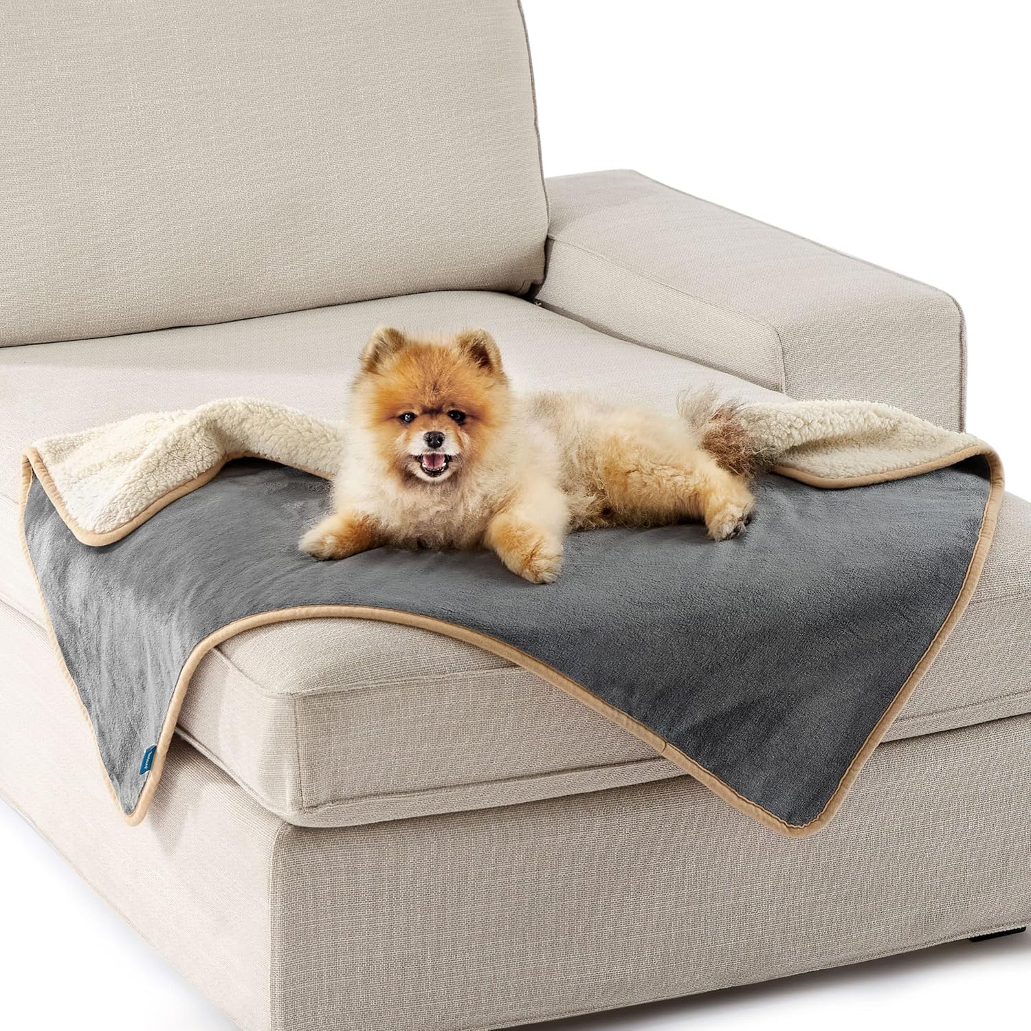LE SURE Hundedecke 100x80 cm wasserdicht Sherpa Fleece Grau