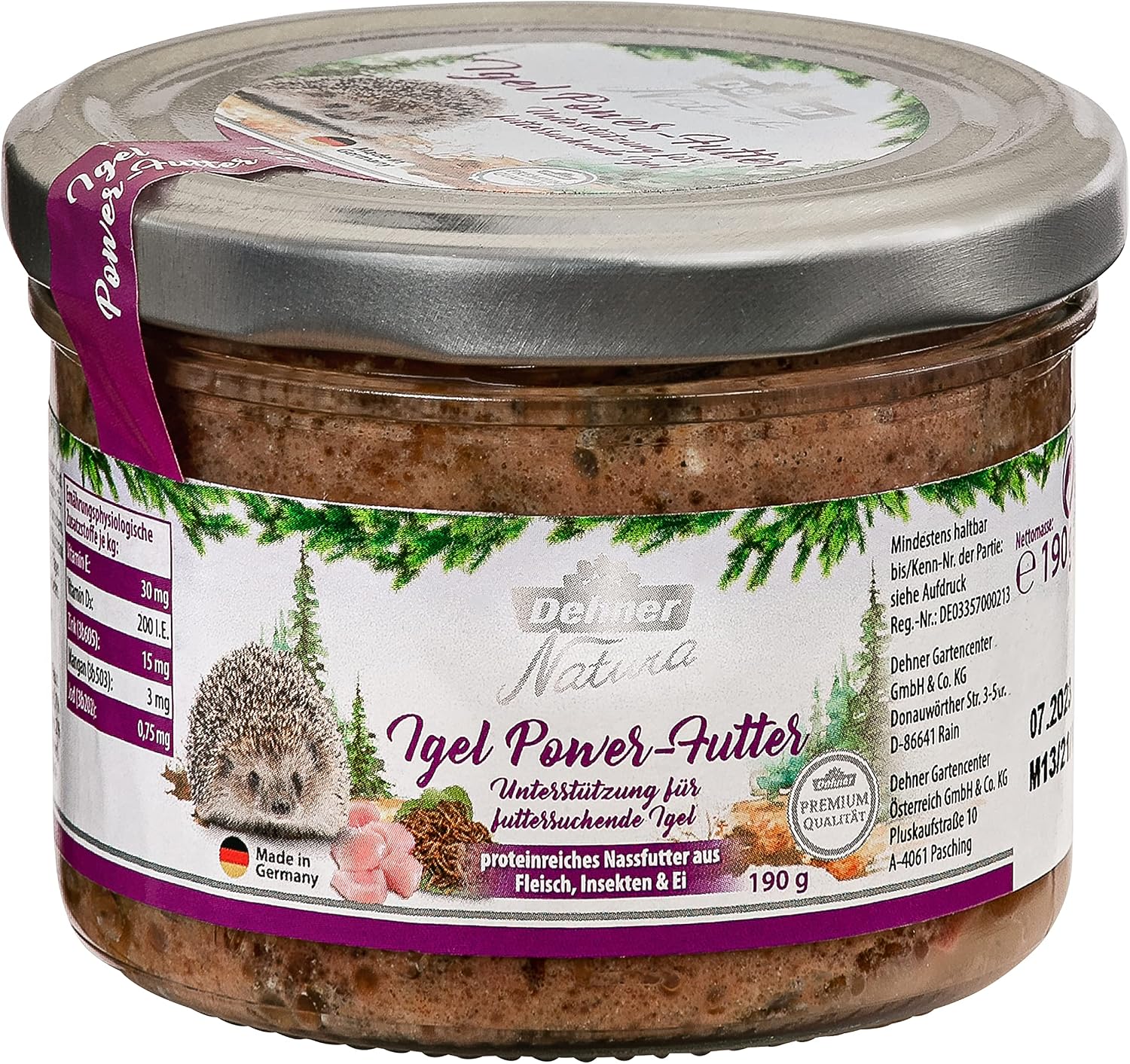 Dehner Natura Igelfutter Nass 6 x 190 g proteinreich Futter für Igel