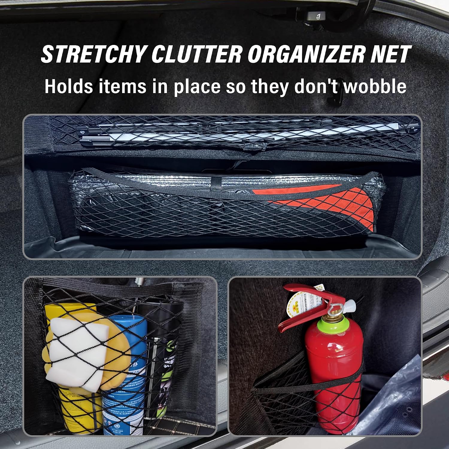 Kofferraum Organizer 4er Set - dehnbar mit Klettverschluss fuer Auto SUV Van Lkw