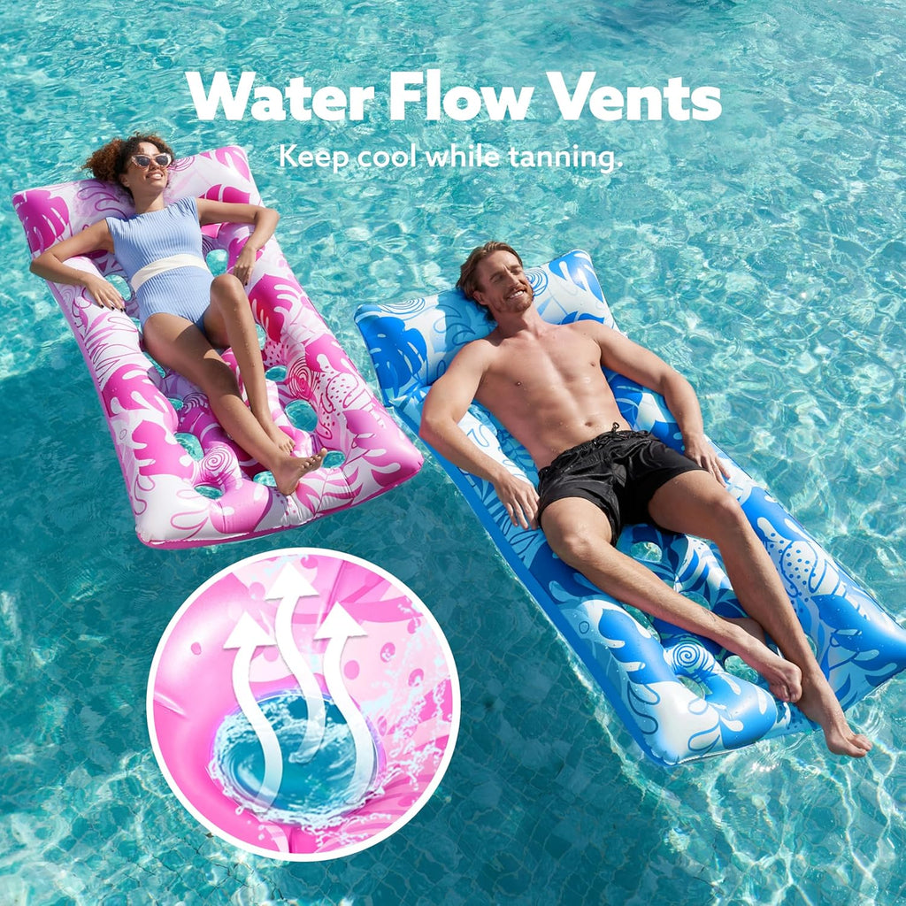 Sloosh XL aufblasbares Sonnenliegebett mit Kopfstuetze fuer Erwachsene, 2er Set