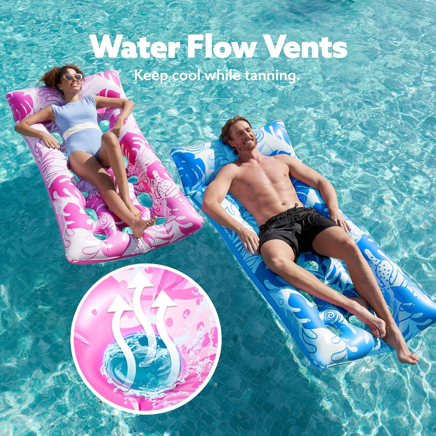 Sloosh XL aufblasbares Sonnenliegebett mit Kopfstuetze fuer Erwachsene, 2er Set