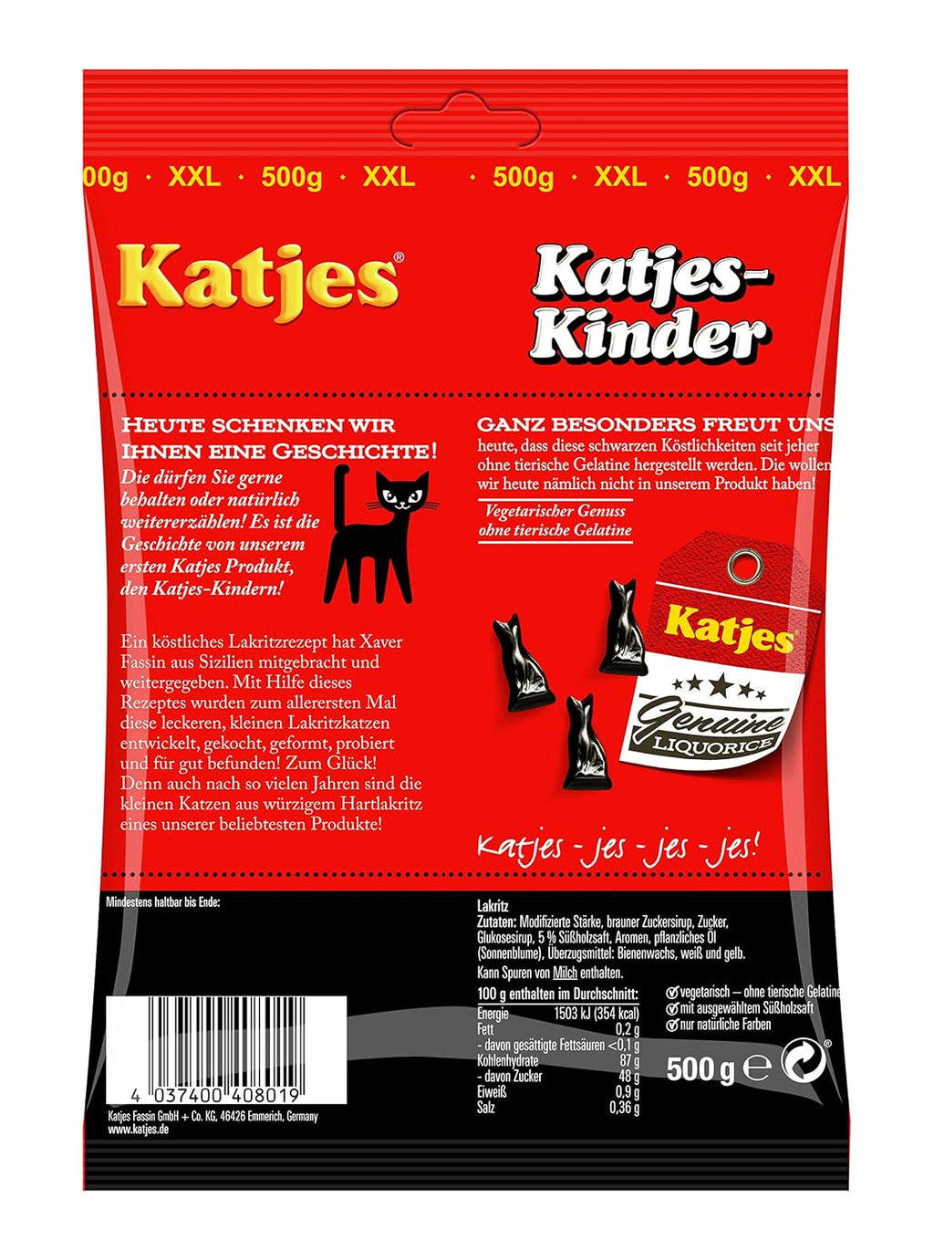 Katjes Kinder Lakritz Kaetzchen hartlakritz vegan Grosspackung