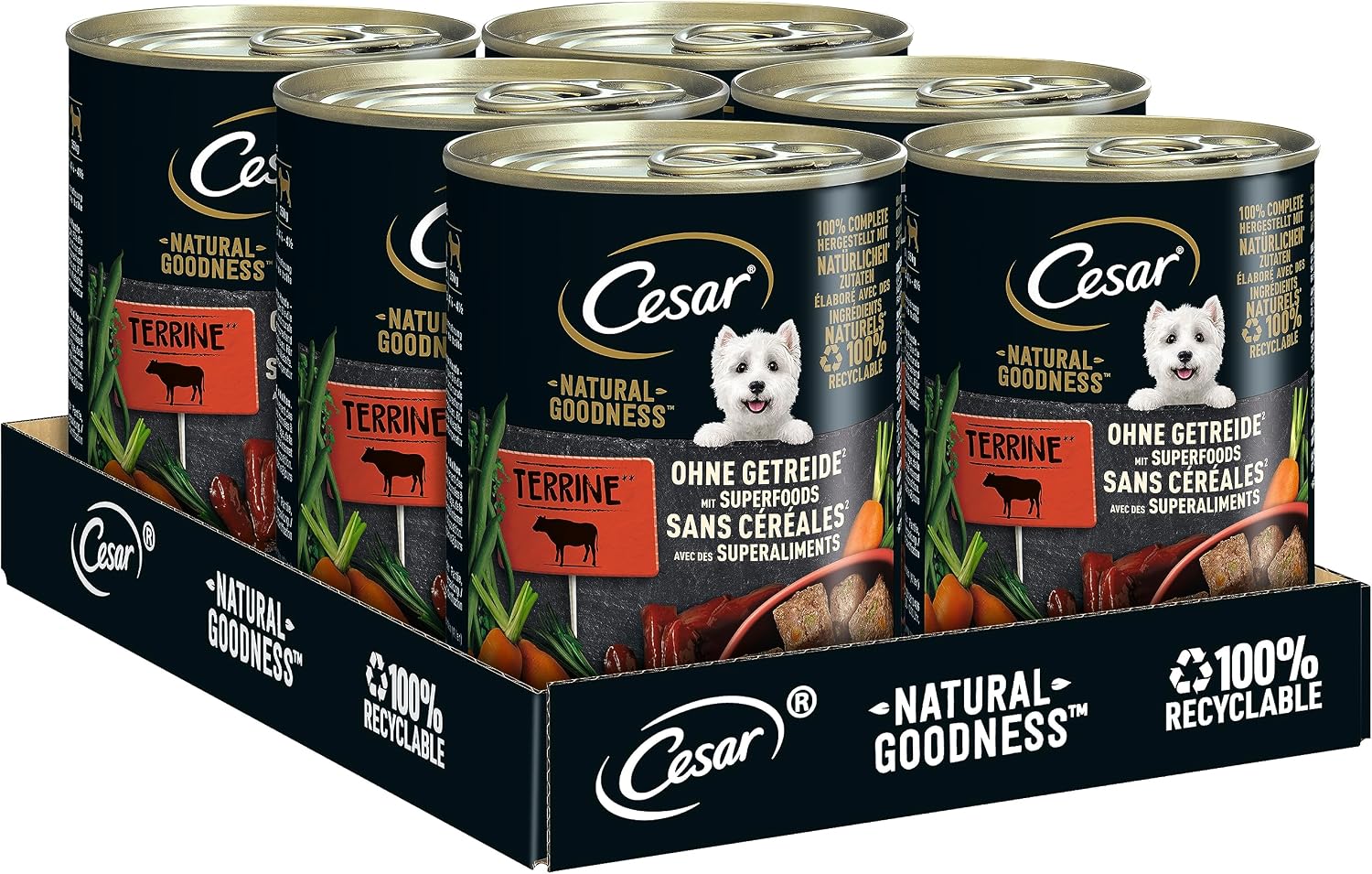 Cesar Hundefutter Nassfutter 12 x Sortenmix Dose
