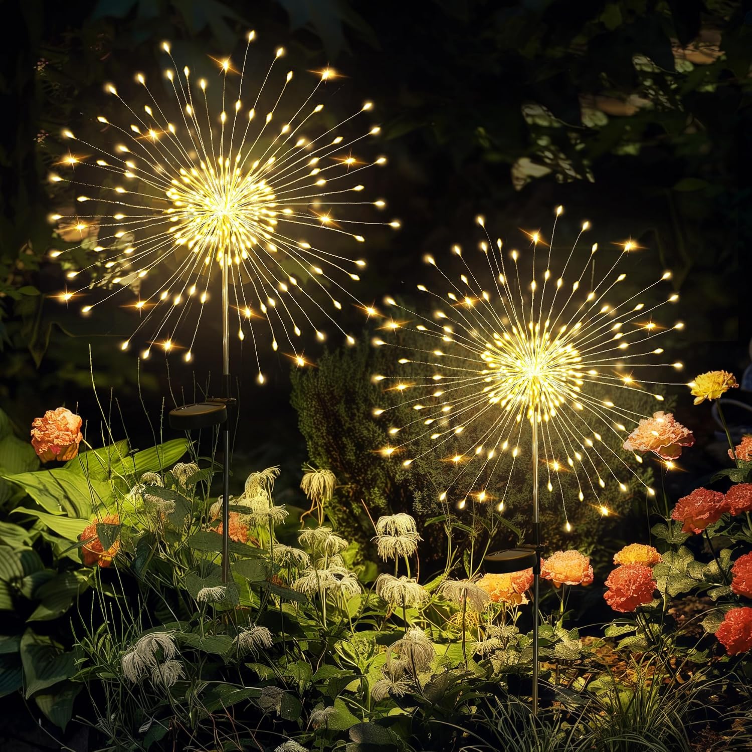 GIGALUMI Solarleuchten Aussen 4er Set 120 LED Pusteblume wetterfest