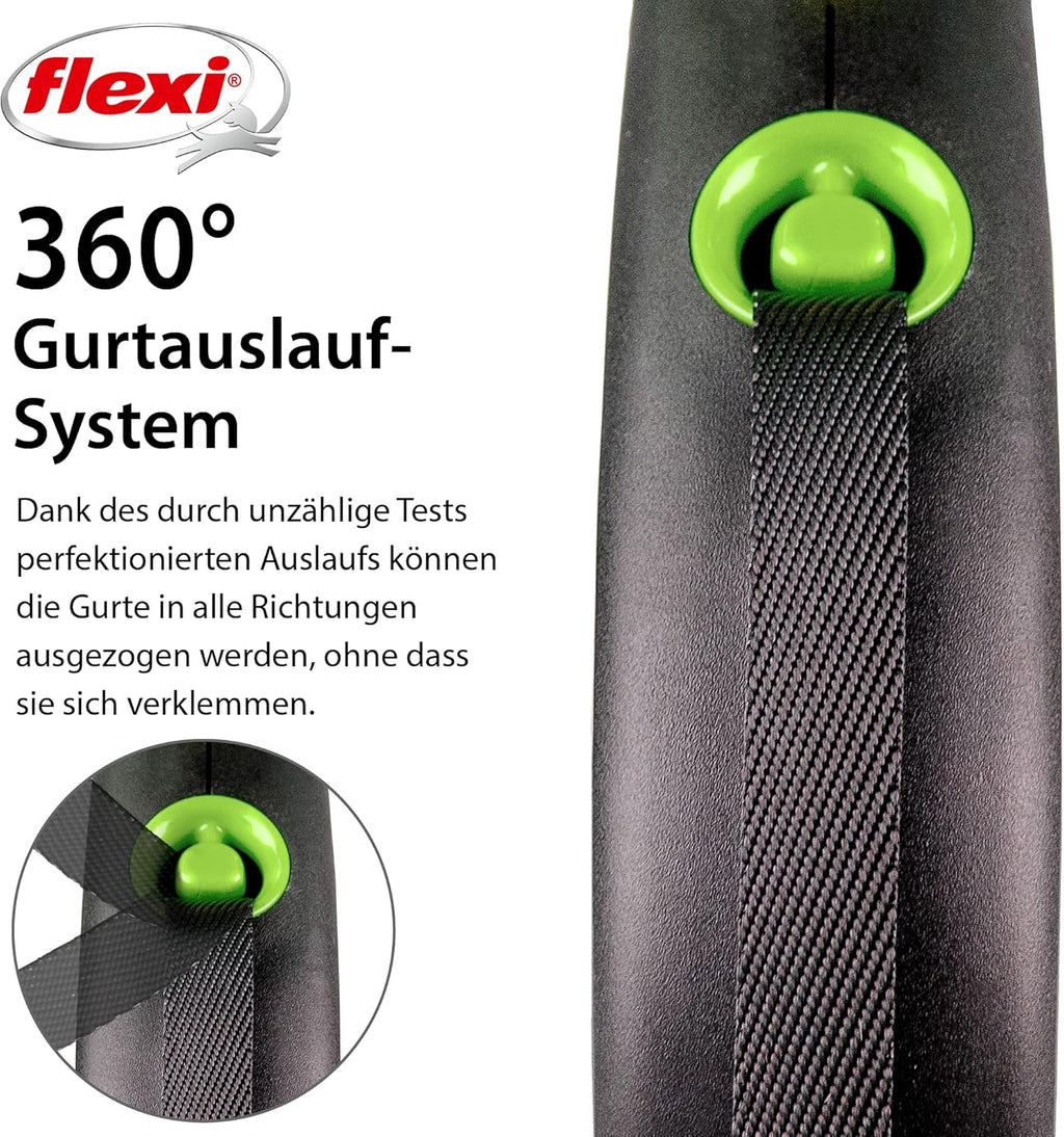 flexi Black Design L Rollleine 5m fuer Hunde bis schwarz/blau 5m