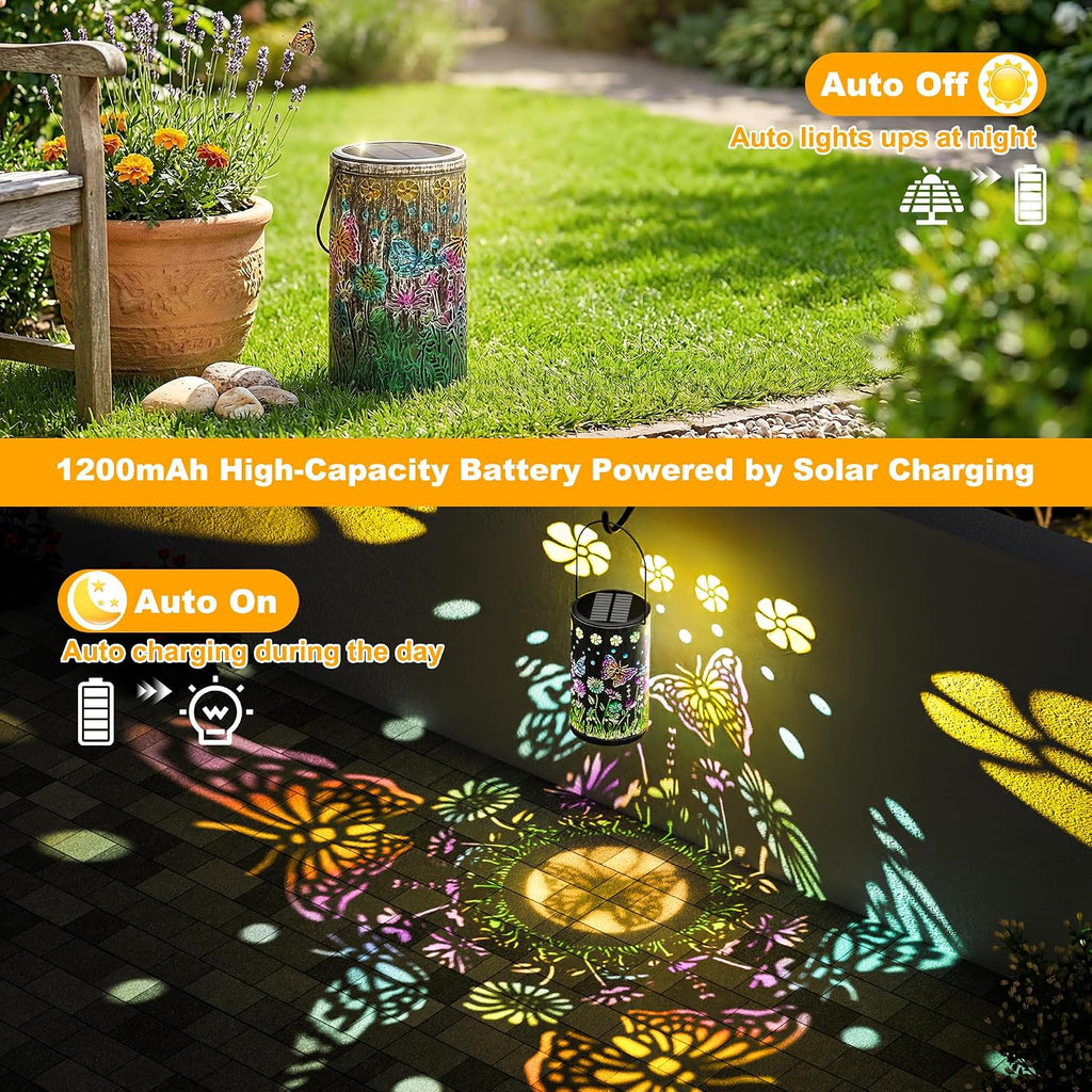 OUILA Solarlampe aussen 2er Set haengend Metall IP65 wetterfest Garten