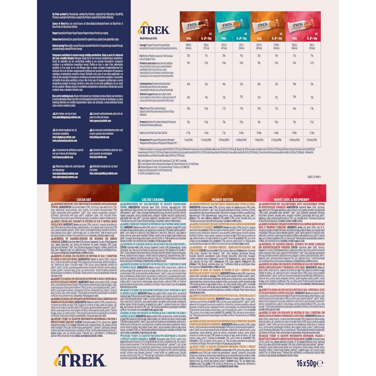 JB’S TREK Protein-Haferriegel Mixbox 16 x 50 g vegan glutenfrei