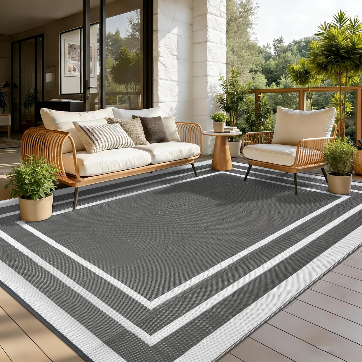 Outdoor Teppich 150x245 cm wasserfest, UV-bestaendig, leicht, reversibel fuer Balk
