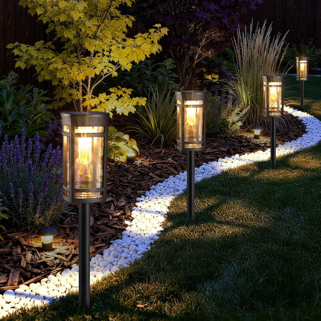 Flacchi Solarlampen Aussen 6er Set Warmweiss Quadrat Wegeleuchte wasserdicht