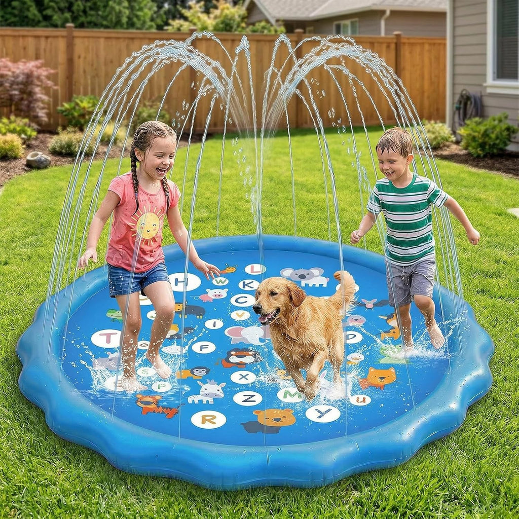 Ninonly Splash Pad 170 cm Wasserspielmatte hoehenverstellbar Anti-Rutsch
