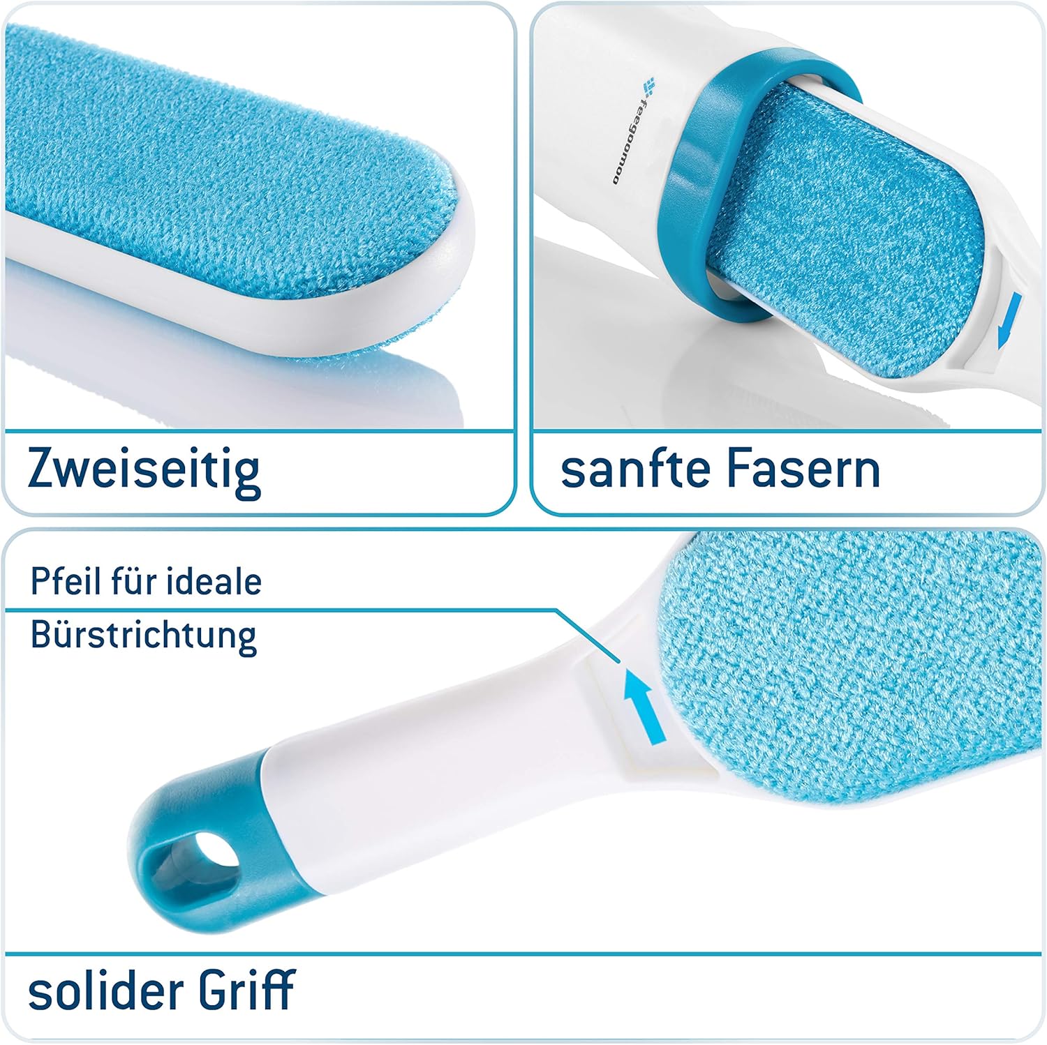 Fusselbuerste Set mit faltbarer Fusselrolle Blau wiederverwendbar gegen Tierhaare