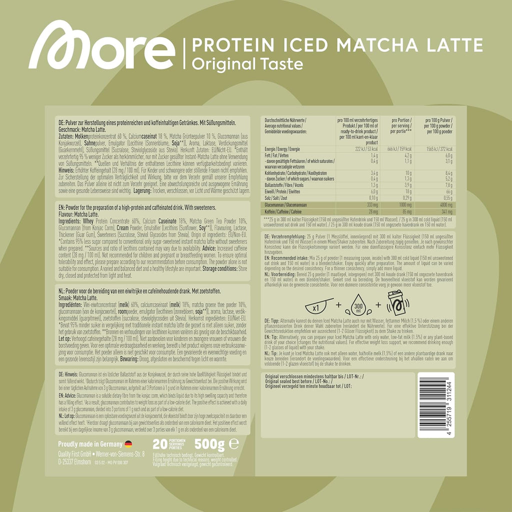 MORE Protein Iced Coffee Dark Chocolate Cookie Crumble verschiedene So