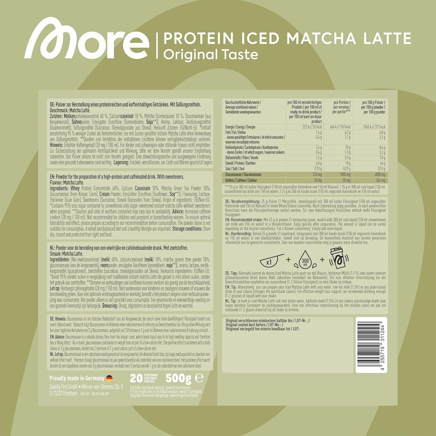 MORE Protein Iced Coffee Dark Chocolate Cookie Crumble verschiedene So