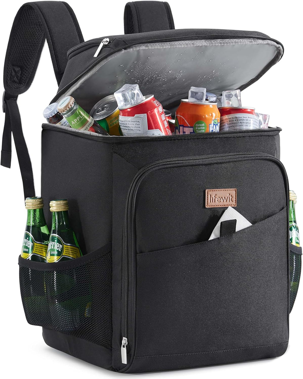 Lifewit Kuehltasche / 34 Dosen, isoliert, auslaufsicher, grau