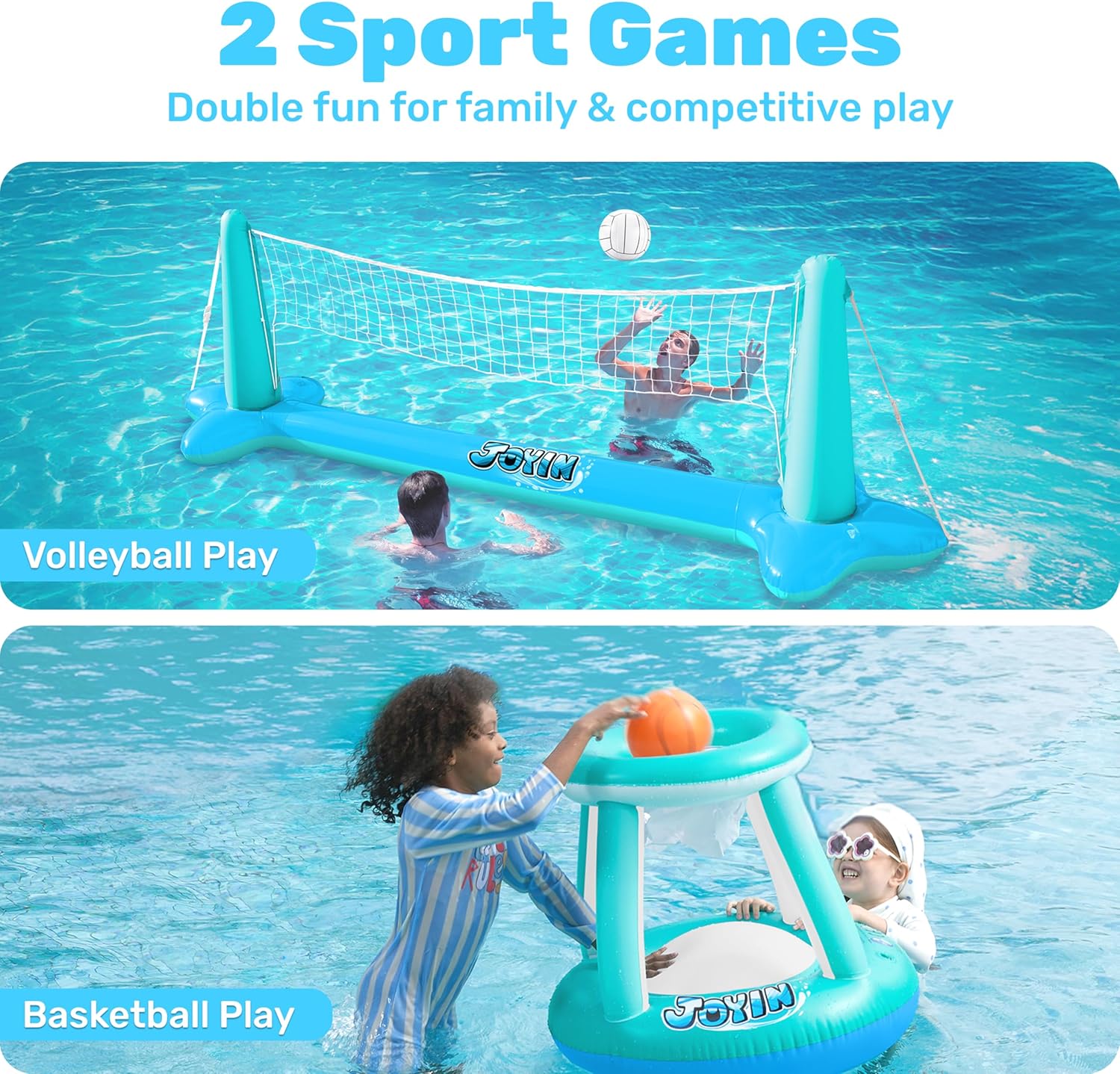 JOYIN Pool Spiel Set Volleyball Basketball Aufblasbar Kinder Erwachsene Poolspie