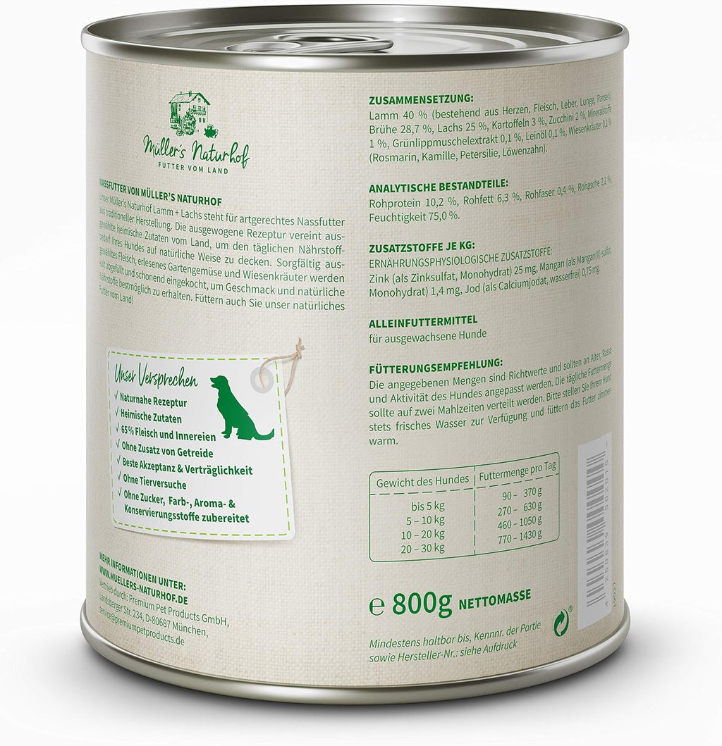 MUeLLER'S NATURHOF Hundefutter Nass Kaninchen 6x400g verschiedene Sort