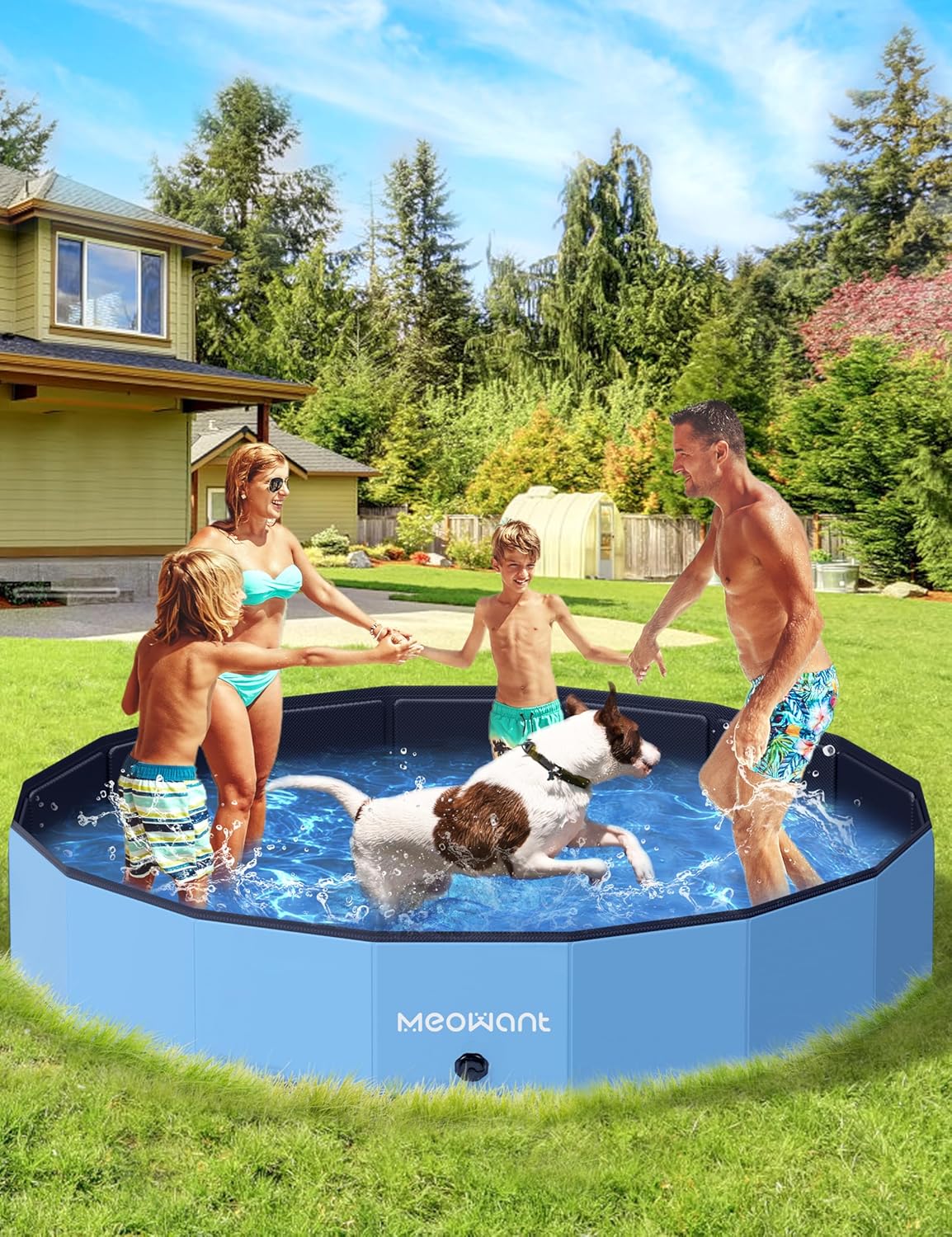 Meowant Hundepool faltbar 220x40 cm PVC extra gross rutschfest 30cm-40cm