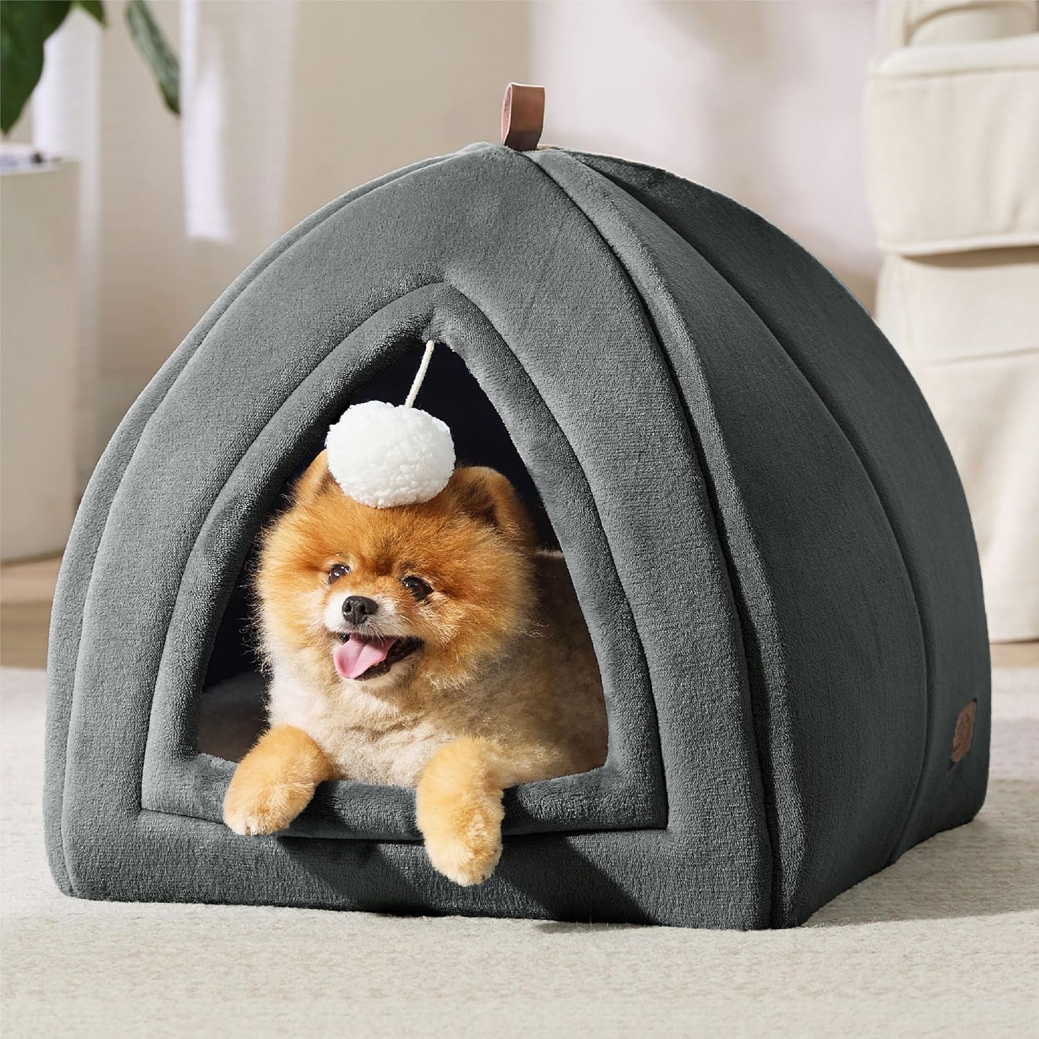 Katzenhoehle Katzenbett 40-44cm faltbar mit waschbarem Kissen