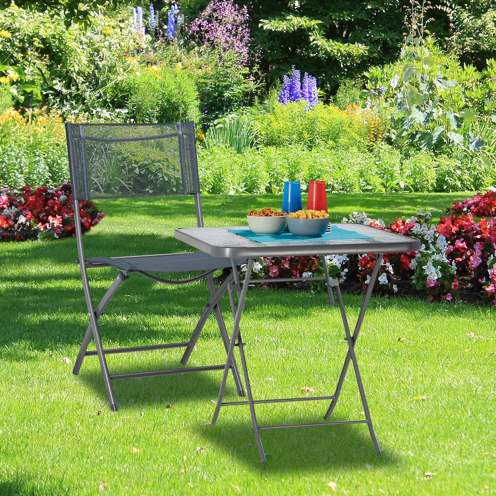Relaxdays Balkonklappstuhl Metall Kunststoff anthrazit grau 87x46x48 cm