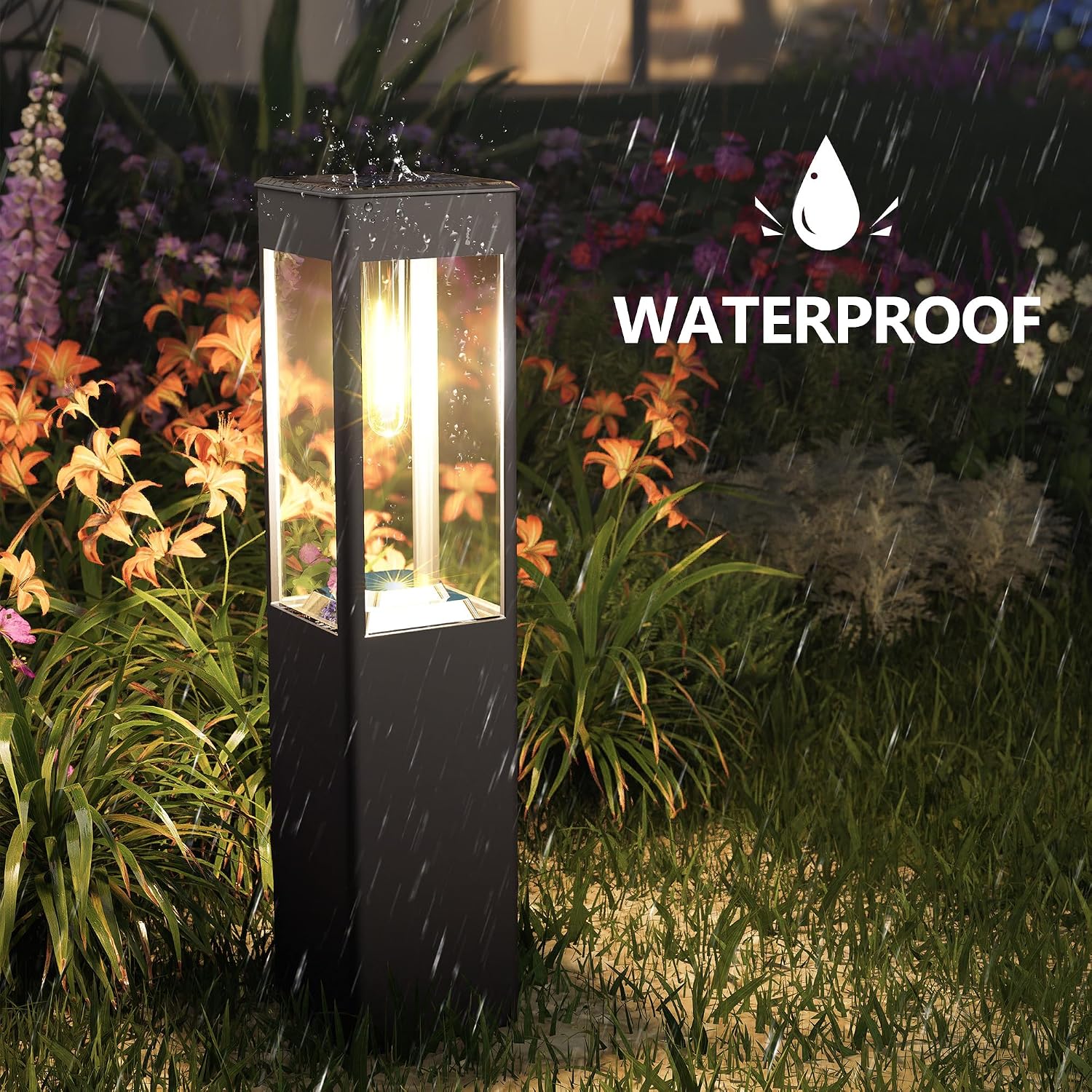 Joomer Solar-Wegeleuchten 4er Set LED warmweiss quadratisch wetterfest