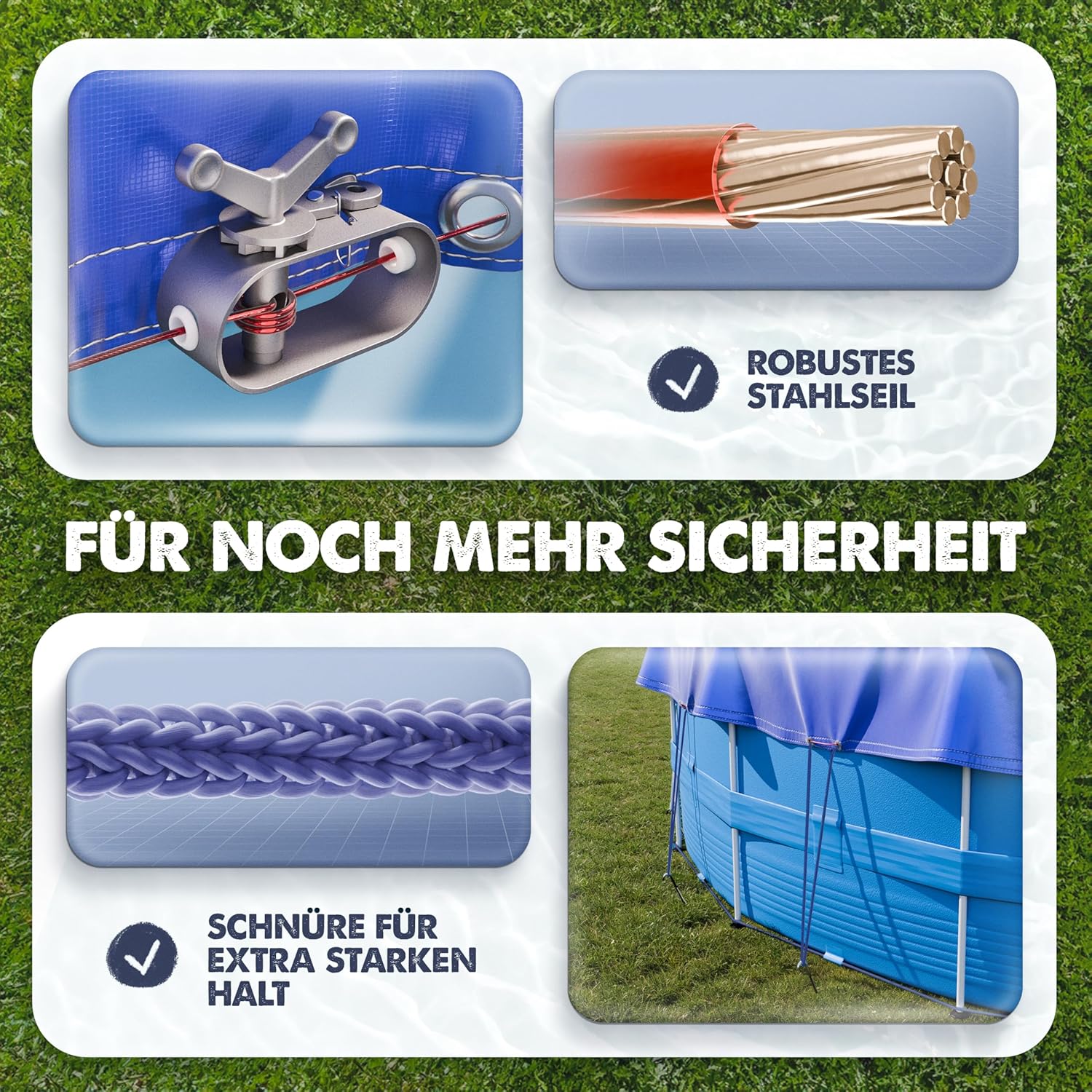 Poolabdeckung rund 366 cm Ø 200 GSM fuer Intex Bestway Pools 366cm-520cm