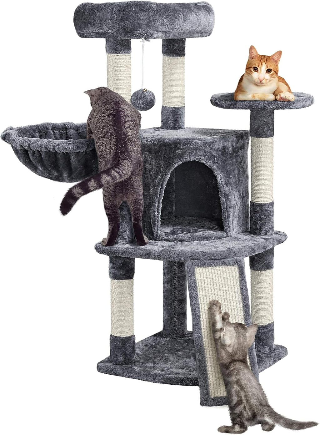 Katzen Kratzbaum 107 cm mit Höhle Sisal Plüsch stabil Katzenmöbel