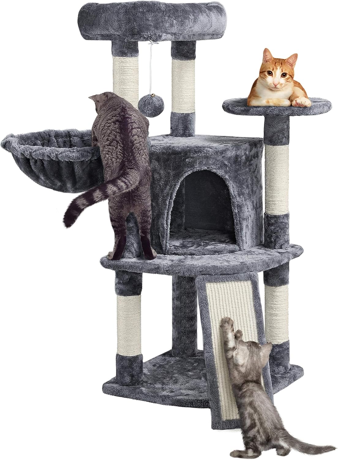 Katzen Kratzbaum 107 cm mit Höhle Sisal Plüsch stabil Katzenmöbel