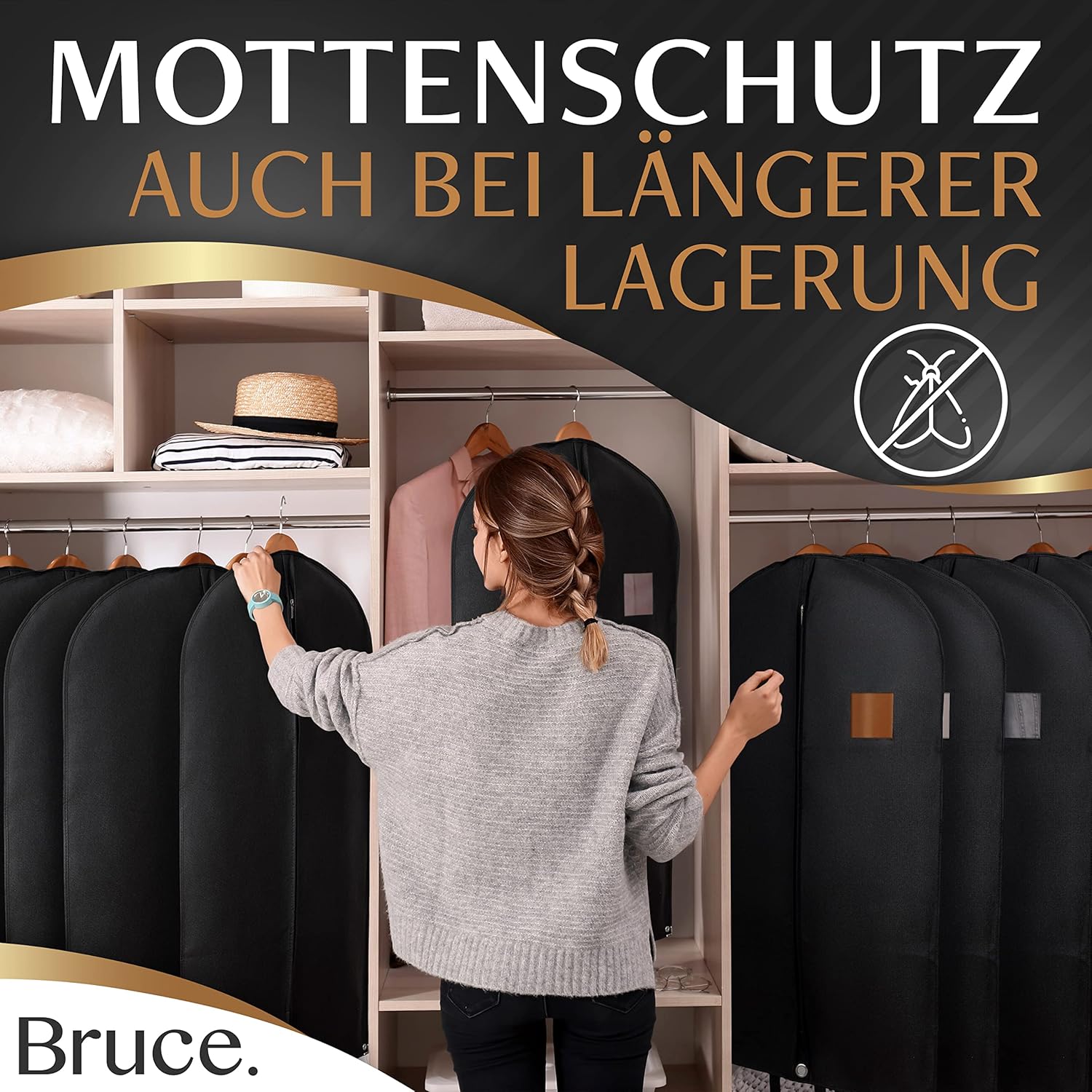 Bruce 2X Kleidersack Kurz 120x60 cm mit 1x Schuhbeutel Kleiderschutz