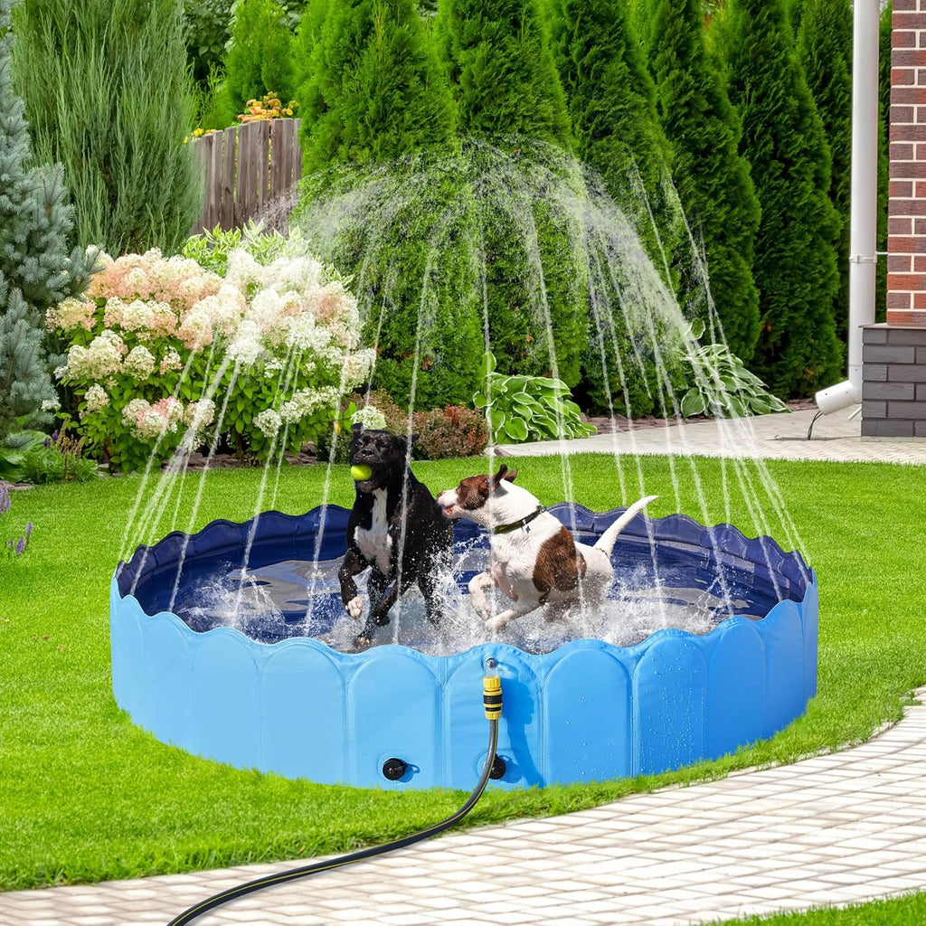 Yaheetech Hundepool 180 cm faltbar, 0,6 cm verdickt, rutschfest, Blau, 33cm